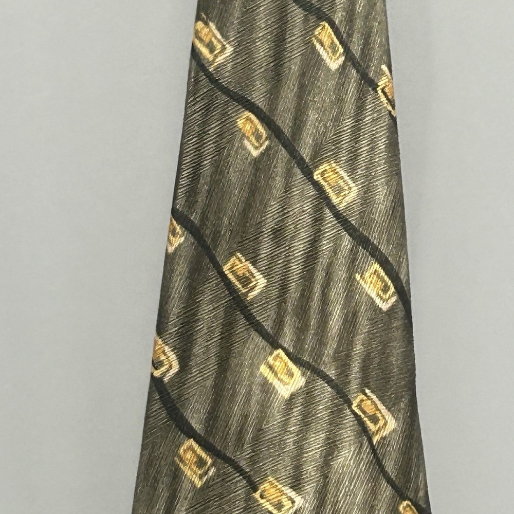 Carlos Devenezia Roma Barcelona Brown Gold Silk Hand-Made Italy Wide Mens Tie